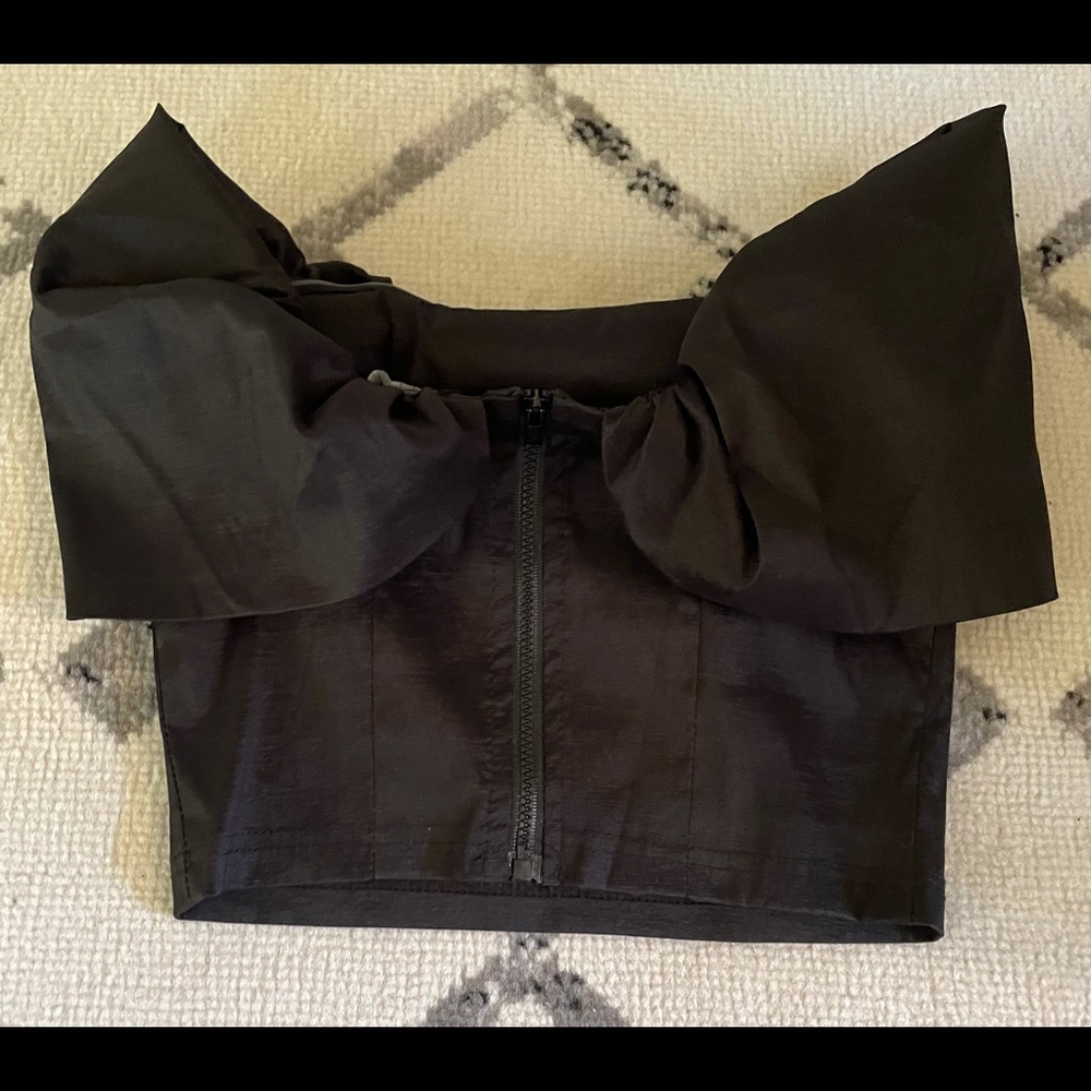NaaNaa Satin Bardot Top in Black - Picture 4 of 4